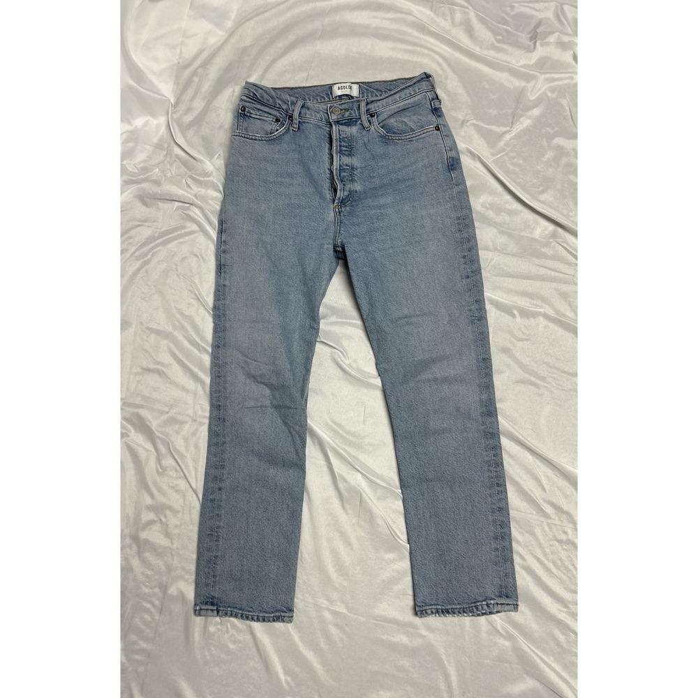 AGOLDE Light High Rise Button Fly RILEY CROP Straight Ankle Jeans Minimalist 26
